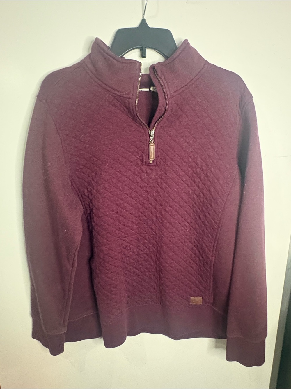 L.L. Bean Quilted Cowl Half-Zip Sweater - Wine